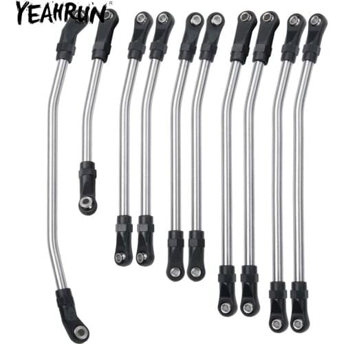 YEAHRUN 10Pcs Metal Upper & Lower Linkage Link Rod with Plastic Ball End for Axial SCX10 II 90046 313mm 1/10 RC Crawler Car Part