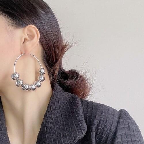 Earrings for women with cushion pad piercing Fashion jewelry Big circle Multicolor beaded Ladies earring