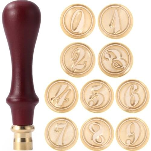 1PC Retro Wood Stamp Head 0 - 9 Numbers Wax Seal Stamp Replace Copper Head DIY Sealing Post Decorative Stamp Craft