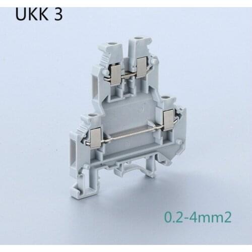 10pcs UKK 3 Phoenix Type 4-Conductor Dual-level Fast Connector Module 0.2-4 mm2/0.2-2.5 mm2 Din Rail Screw Terminal Blocks UKK-3