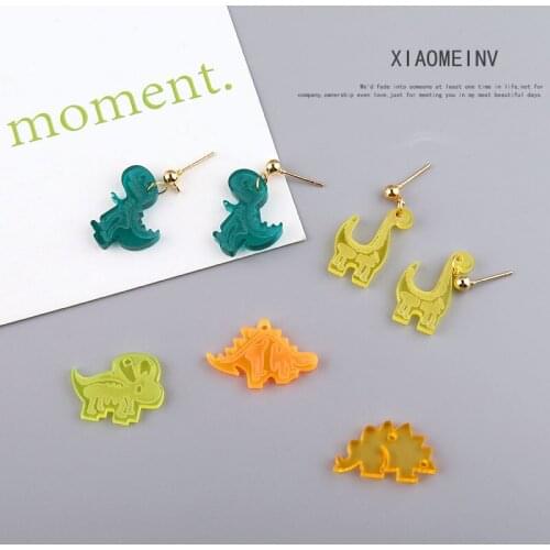 10pcs Cute Exquisite Fun Acrylic Dinosaur Animals Earrings Japanese Earring For Women Fashion Trendy Diy Handmade Accessories