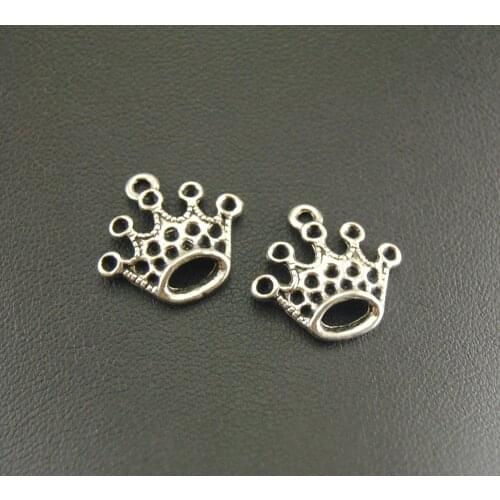 10pcs Wholesale Silver Color Crown Charm Jewelry Making DIY Handmade Craft 18x17mm A818