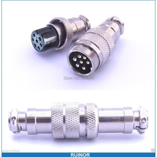2set (Male + Female) 7-pin Aviation Plug GX16-7P 16mm Panel Power Chassis Metal