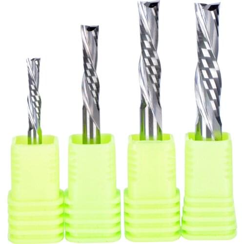 2pcs 3.175mm 3A TOP Quality left handed 2 spiral flute bits, Down Cut carbide endmill, Left-Handed spiral cutter