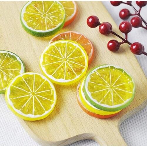 4/10 Pcs of Simulation Fruit Simulation Lemon Slice Christmas Fruit Ornament Kitchen Wedding Fake Lemon Decoration Supplies