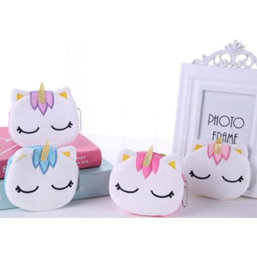 5 Colors Hot On Sale Kawaii Cartoon Unicorn Children Plush Coin Purse Zipper Change Purse Mini Wallet Kids Girl Women For Gift