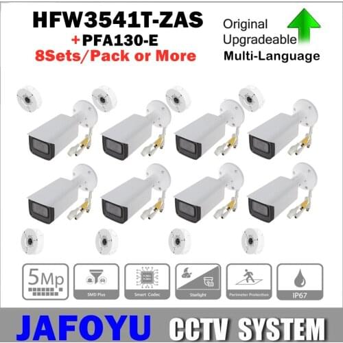 8Sets/PACK or More Including IPC-HFW3541T-ZAS 5MP IR Vari-Focal 2.7-13.5mm Bullet WizSense Network Camera IP67 POE + PFA130-E