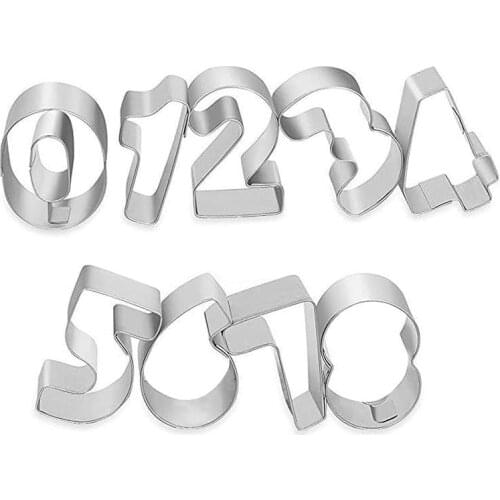 9pcs Number Shaped Cookie Cutters Stainless Steel Biscuit Mold Fondant Cutter Kitchen Baking Cake Decoration Tools