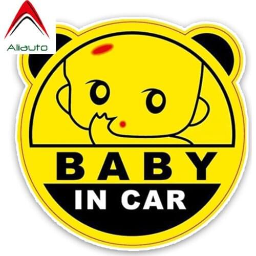 Aliauto Warning Sign Car Sticker Baby In Car Accessories PVC Decal Cover Scratches for Vw Golf 4 Mini Cooper Skoda ,14cm*14cm