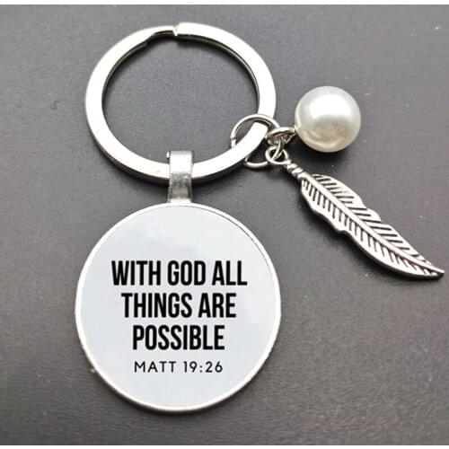 Keychain in the dark bible, keychain for faith, verse dome pearl keychain