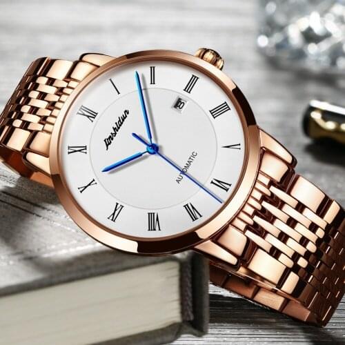 JSDUN Men watches Waterproof Automatic Mechanical Surveillance Make Top Surveillance Make Pulse Lust sapphire rose gold watch