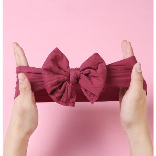 Baby Headbands Girls Nylon Bows Headband Solid Color Hairband Children Kid Soft Headwrap Cute Infant Hair Accessories 4Pcs/Lot
