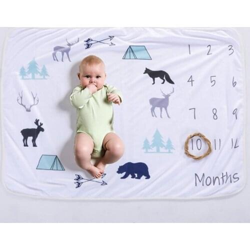 Baby Blanket Printed Polar Fleece Baby Milestone Blanket Photography Props Baby Newborn Photography Accessory 76*102CM