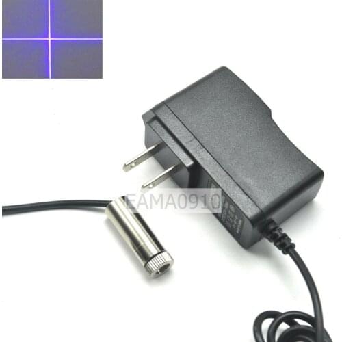 Focusable 405nm 50mW 12x35mm Cross Violet/Blue Laser Diode Module w/ AC Adapter