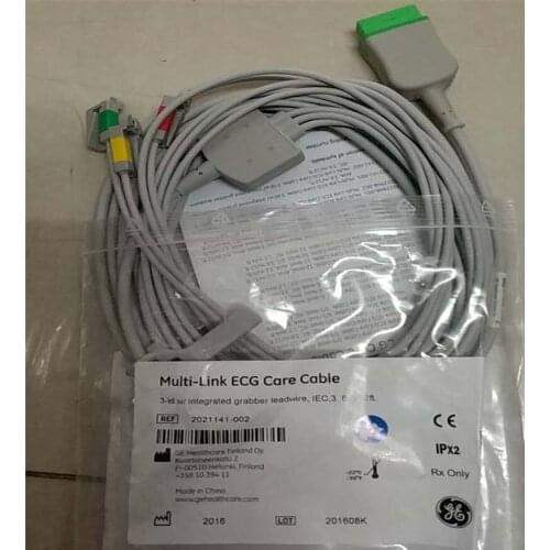 GE imported European standard 3-lead clip type adult ECG cable 3.6m Order number 2021141-002