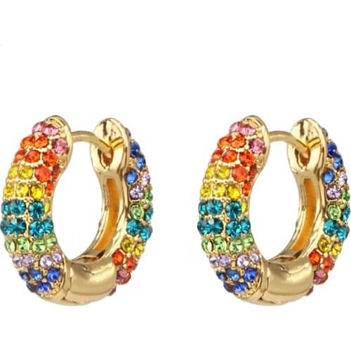 Good Quality Lovely Girls Earring Gift Gold cz Bar Skinny Rainbow Earrings Bar Classic Minimal Charming Earrings Stud Women