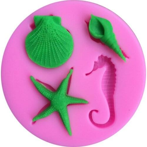 Cake Decorating Tools Marine Series Fondant Food Grade Non-stick Shell Conch Sea Star Sea Star Sea Horse Silicone Mould