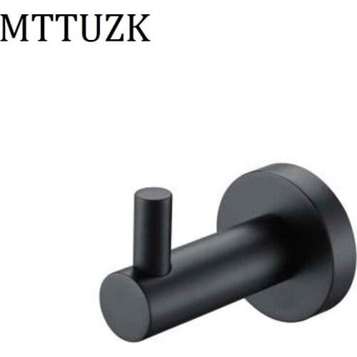 MTTUZK Classic 304 Stainless Steel Black Coat Hooks Towel Hook Round Base Robe Hook Wall Mounted Cap Racks Bathroom Accessories