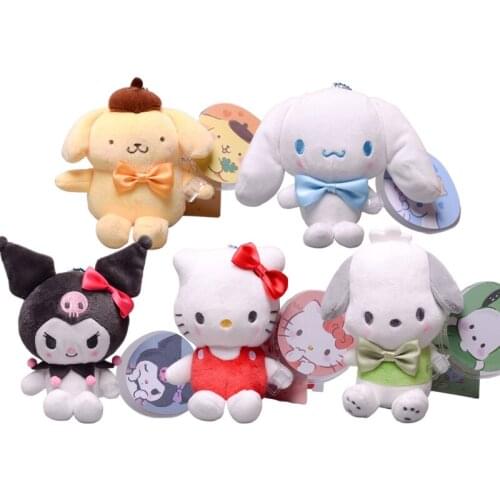 Cartoon Stuffed Plush Toys Kullomi Melody Purin Dog Cinnamorol KT Cat Anime Kawaii Soft Plushie Pendant Doll Kids Toy Gifts 11cm