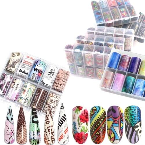 100*4cm Nail Foil Stickers Set Transfer Decals Flower Leaf Tree Summer Mix Florals Starry Paper Nail Art Accessories