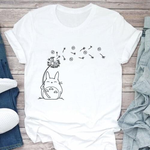 New Summer T-shirt Female Cute Animal Dandelion Tshirt Harajuku Tee Shirt Easy Matching O-neck Kawaii T Shirt Women Tops Clothes