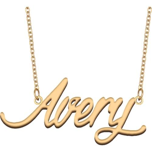 Avery Name Necklace for Women Stainless Steel Jewelry 18k Gold Plated Nameplate Pendant Femme Mother Girlfriend Gift