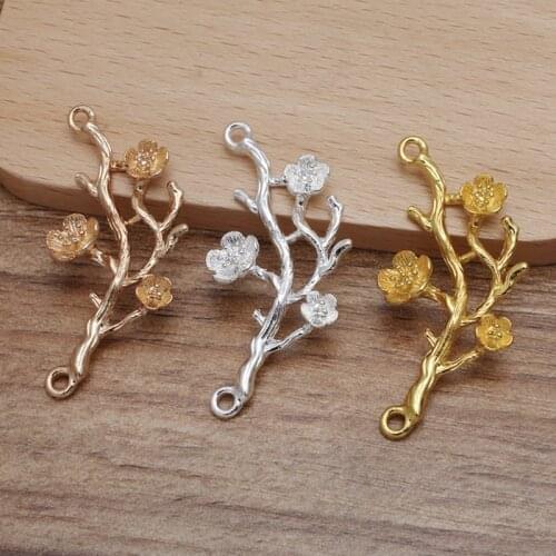 10pcs 21x46mm 3D Flower Connectors Charms Pendants for DIY Necklace Bracelet Jewelry Findings Making Accessory