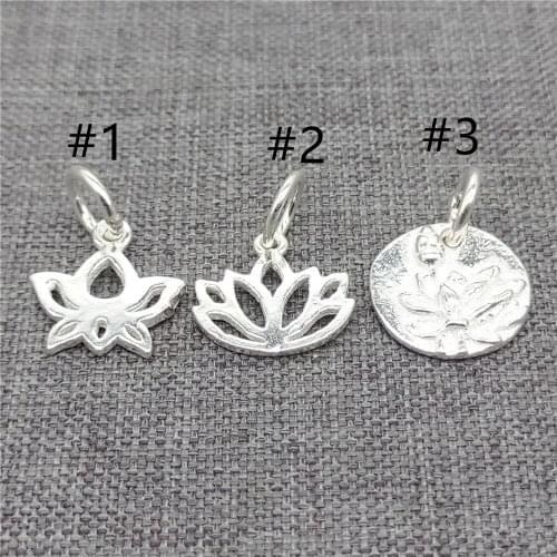 10pcs of 925 Sterling Silver Lotus Charms for Yoga Meditation Bracelet Necklace