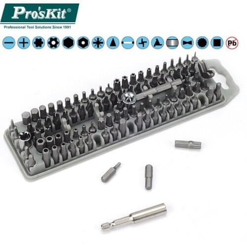 Pros'Kit 100pcs Assorted Power Bits SD-2310 All in One Set Screwdriver Exchange Bits for DIY Ratchet Tool Steel Bits