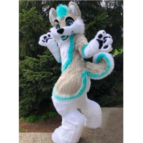 Factory Direct Sell Grey Husky Dog Wolf Curved Legs Mascot Costume Fancy Dress Cosplay All Sizes Brand New Complete Suit