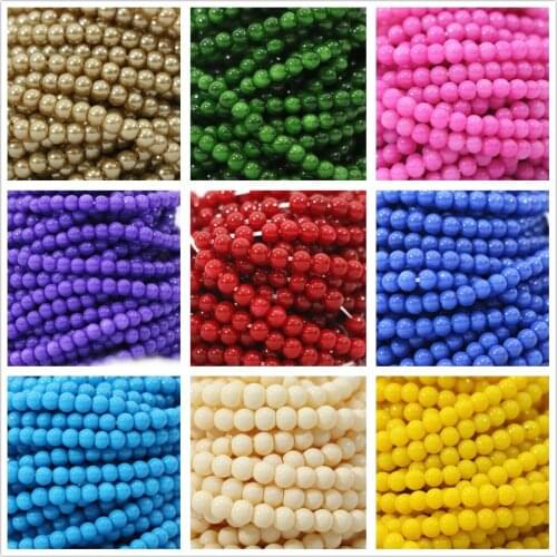 Multicolor Shining baking paint glass 3mm round loose beads making spacers beads diy bracelets necklace women gifts 15inch B1186