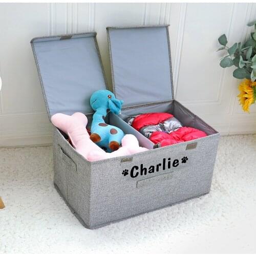 Custom Dog Toy Storage Box Personalized Pet Toy Storage Basket Foldable Dog Cat Toys Clothes Organizer Baskets Free Print Name