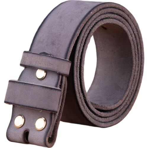 Genuine leather belt without gold pin buckle for mens belts luxury cowboys gray match jeans 3.8 cm high quality 125 cm 130 soft