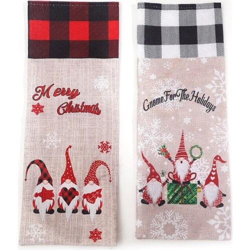 Christmas Wine Bottle Decor Set Santa Claus Bottle Cover Clothes Kitchen Decoration for New Year Xmas Dinner Party