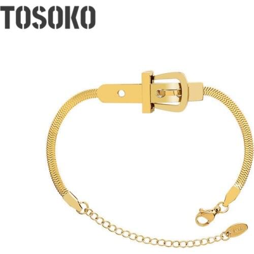 TOSOKO Stainless Steel Jewelry Blade Chain With Buckle Pendant Necklace Womens Fashion Clavicle Chain BSP906