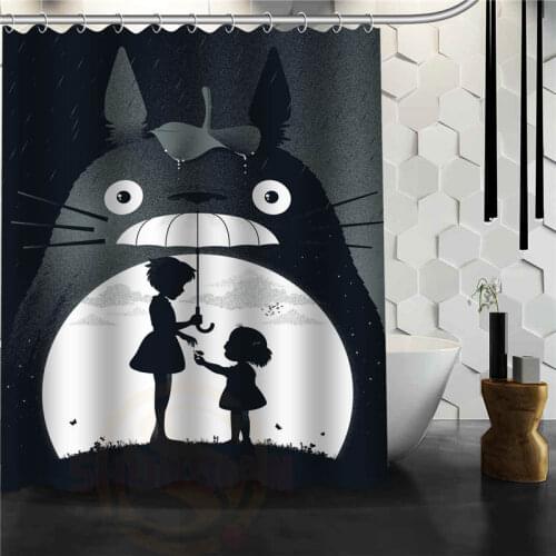 Custom Tonari no Totoro shower curtain Shower Curtains Bathroom Mildewproof Polyester Curtains Waterproof Fabric with Hooks