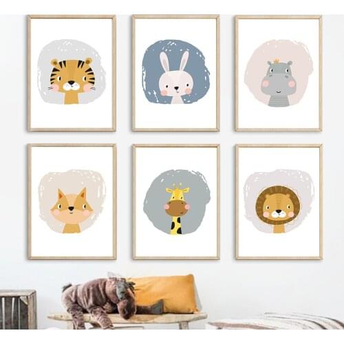 Giraffe Panda Lion Rabbit Koala Alpaca Wall Art Canvas Painting Nordic Posters And Prints Animals Wall Pictures Kids Room Decor