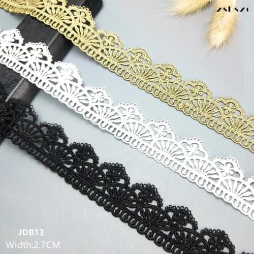 Zsbszc new 2 yards Width 2.7CM sewn gold black white lace trim DIY garment accessories macrame embroidery lace free ship JDB13