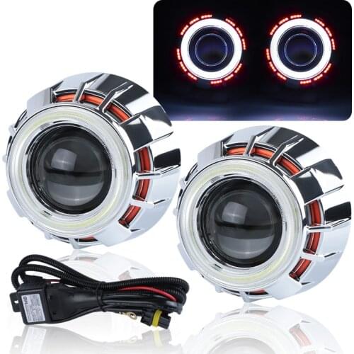 2.5 Inch Universal Bi xenon HID Projector Lens with Double led angel eyes for car H4 H7 Headlight Headlamp Car Styling