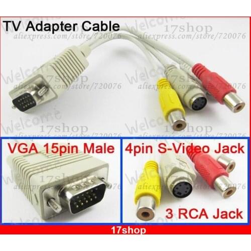 2 Sets VGA SVGA 15pin Male to S-VIDEO 3 RCA Jack TV AV Converter Cable Adapter use it must need TV-Out function