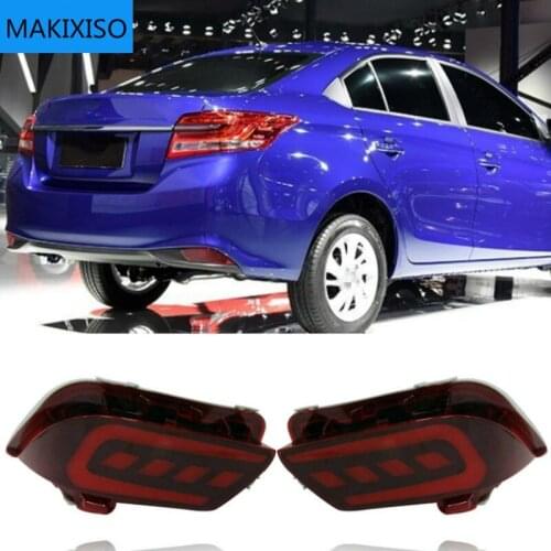 2PCS For Toyota Vios 2016 2017 2018 Bumper Light Brake Light Turn Signal Light Warning Light LED Rear Bumper Reflector Fog Lamp