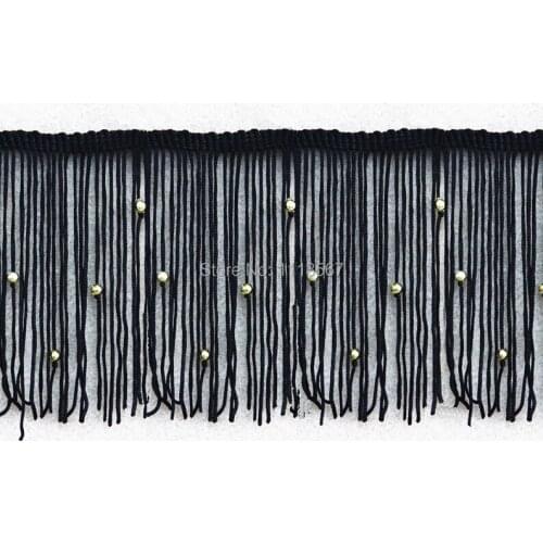 20yard Craft Braided Bead11cm Black Polyester Fringe Tassel Trimming Lace Trim For Latin Dress Samba Stage Clothes Curtain Shoes