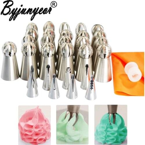 31PCS/SET Stainless Steel Russian Spherical Ball Icing Piping Nozzles Pastry Tips Cupcake Fondant Cake Decorating Tools CS085