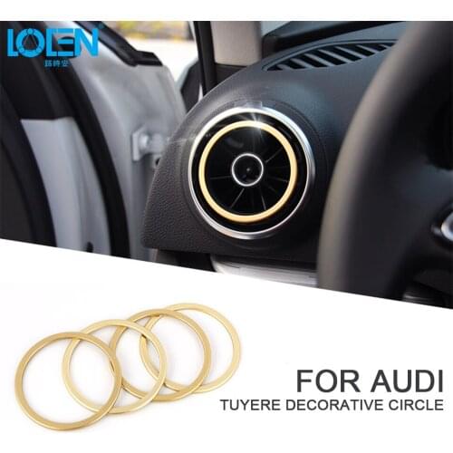 4PCS/Set Auto Interior Accessories Alloy Car Decoration Outlet Sticker Silver Air Conditioning Decorative Ring For Audi A3