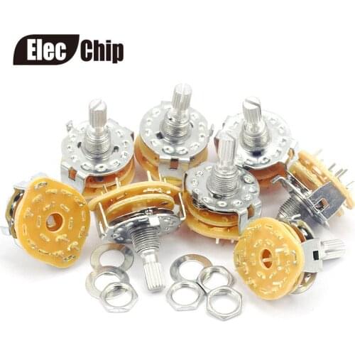 5pcs RS25 6mm Knurl Shaft Panel Mount 1P11T 2P5T 2P6T 3P3T 3P4T 4P3T Rotary Band Switch Selector