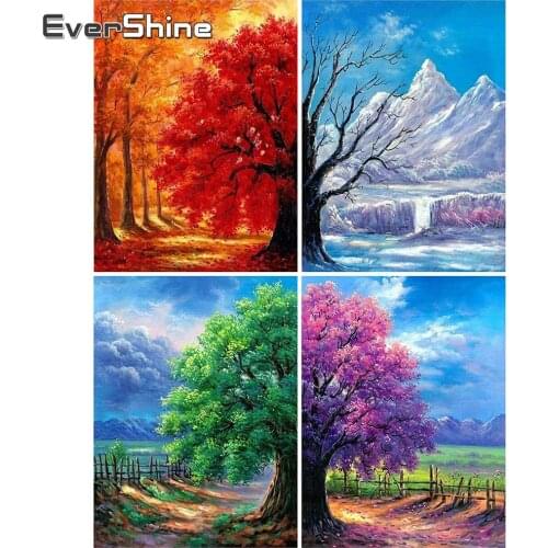 EverShine Diamond Painting Scenic Diamond Embroidery Rhinestones Tree Picture Full Drill Square Season Mosaic 5D Handmade Hobby