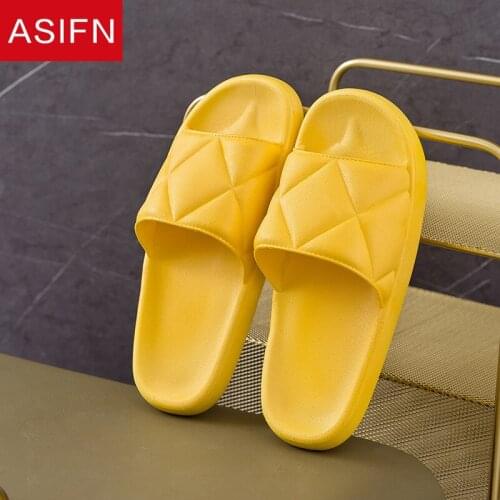 ASIFN Summer Home Slippers Women Indoor Slides Soft Thick Bottom Non-slip Simple Bathing Bathroom House Slippers Men Shoes
