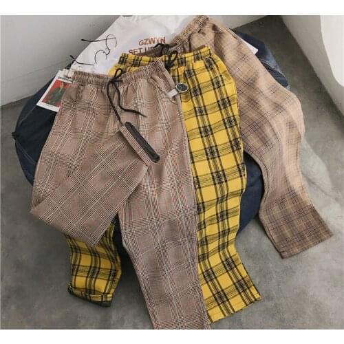 5XL Streetwear Black Plaid Pants Men Joggers casual Harem pants for men 2021 Mens Straight Korean Hip Hop Trousers Plus Size