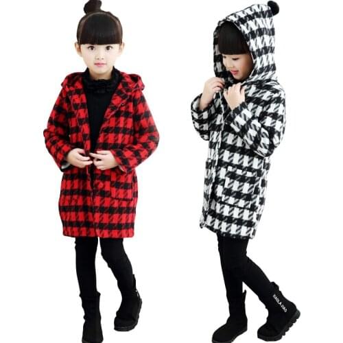 Child Girls coat woolen coat 2017 children winter thickened long in woolen Princess