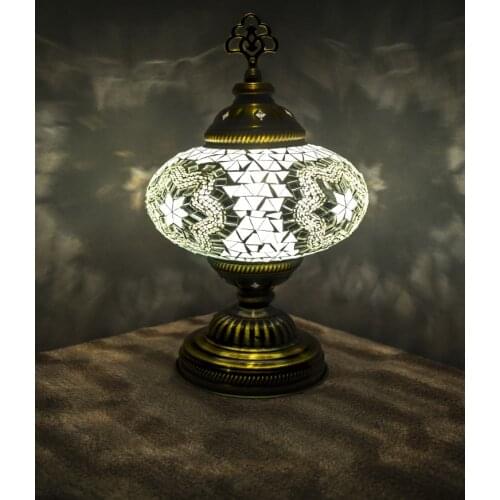 Handmade Turkish Moroccan Mosaic Authentic Vintage Art Deco Table Bedside Lamp, 8 Colors